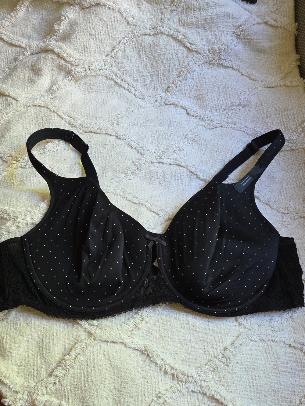 Deese Plus Size Black Polka-Dot Underwire T-Shirt Contour Bra New Without Tags
